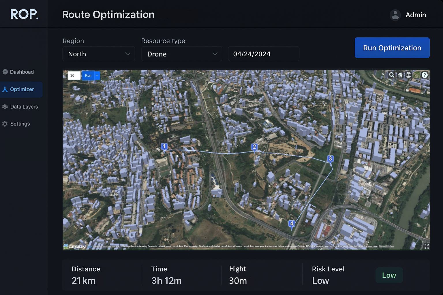 GIS Route Optimization Screenshot
